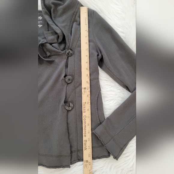 Lucky Brand Sz S‎ Army Green Drawstring Shawl Collar Button Cotton Jacket - Picture 8 of 9